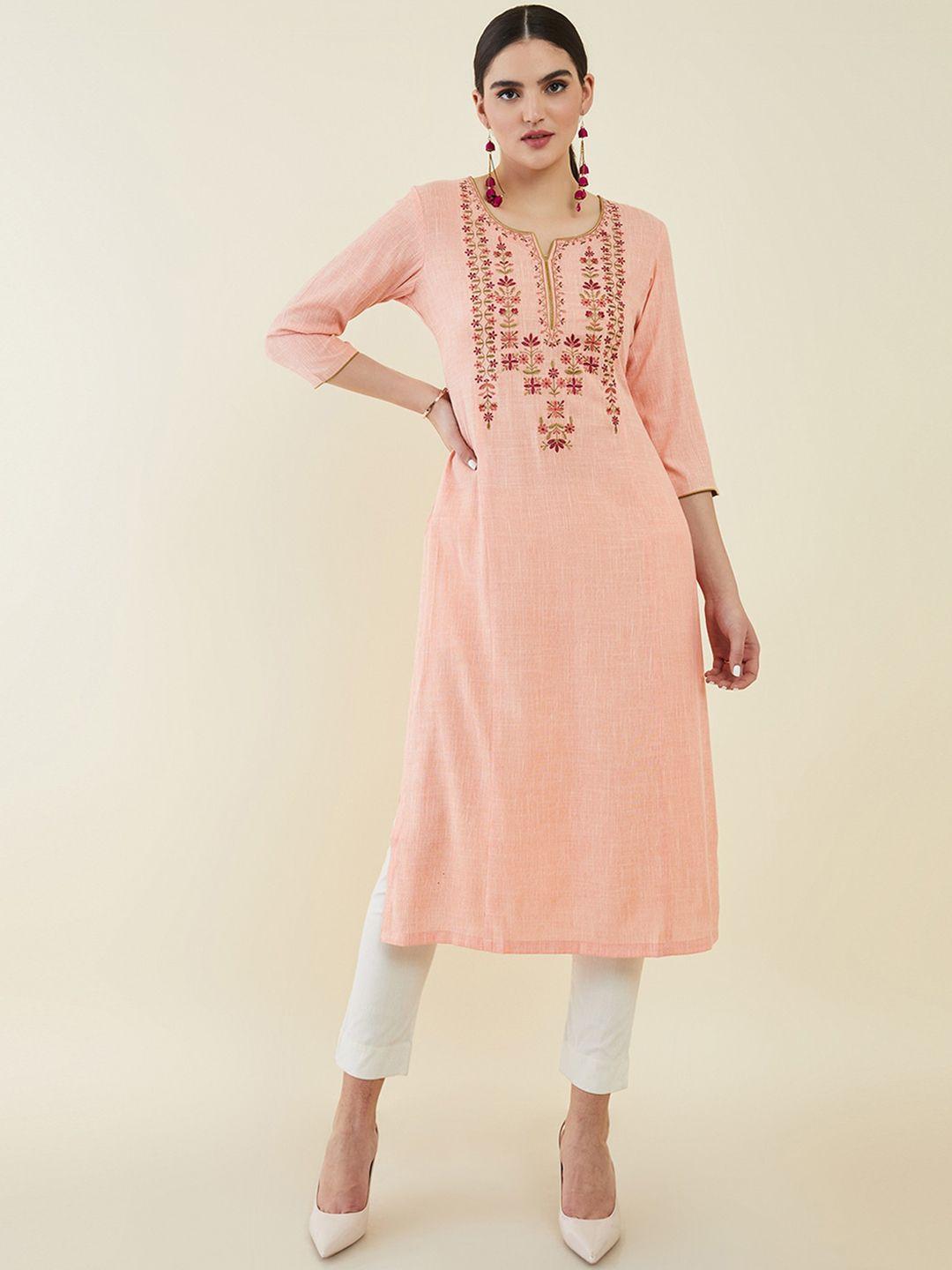 soch floral embroidered thread work kurta