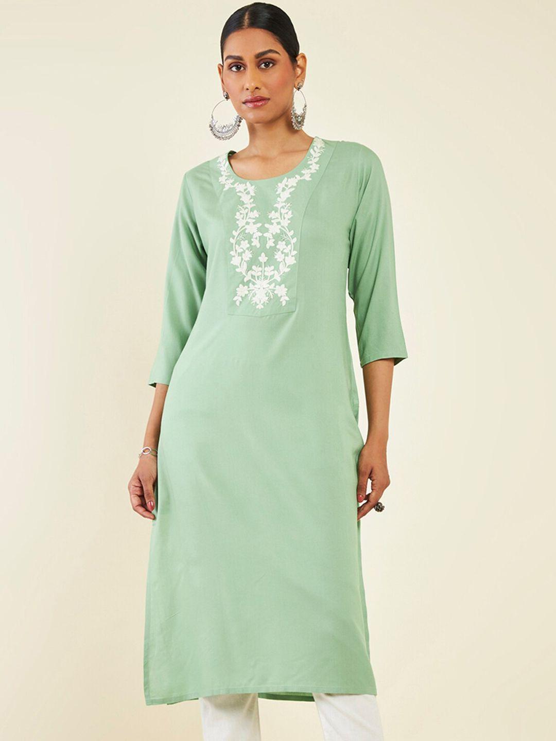 soch floral embroidered thread work kurta