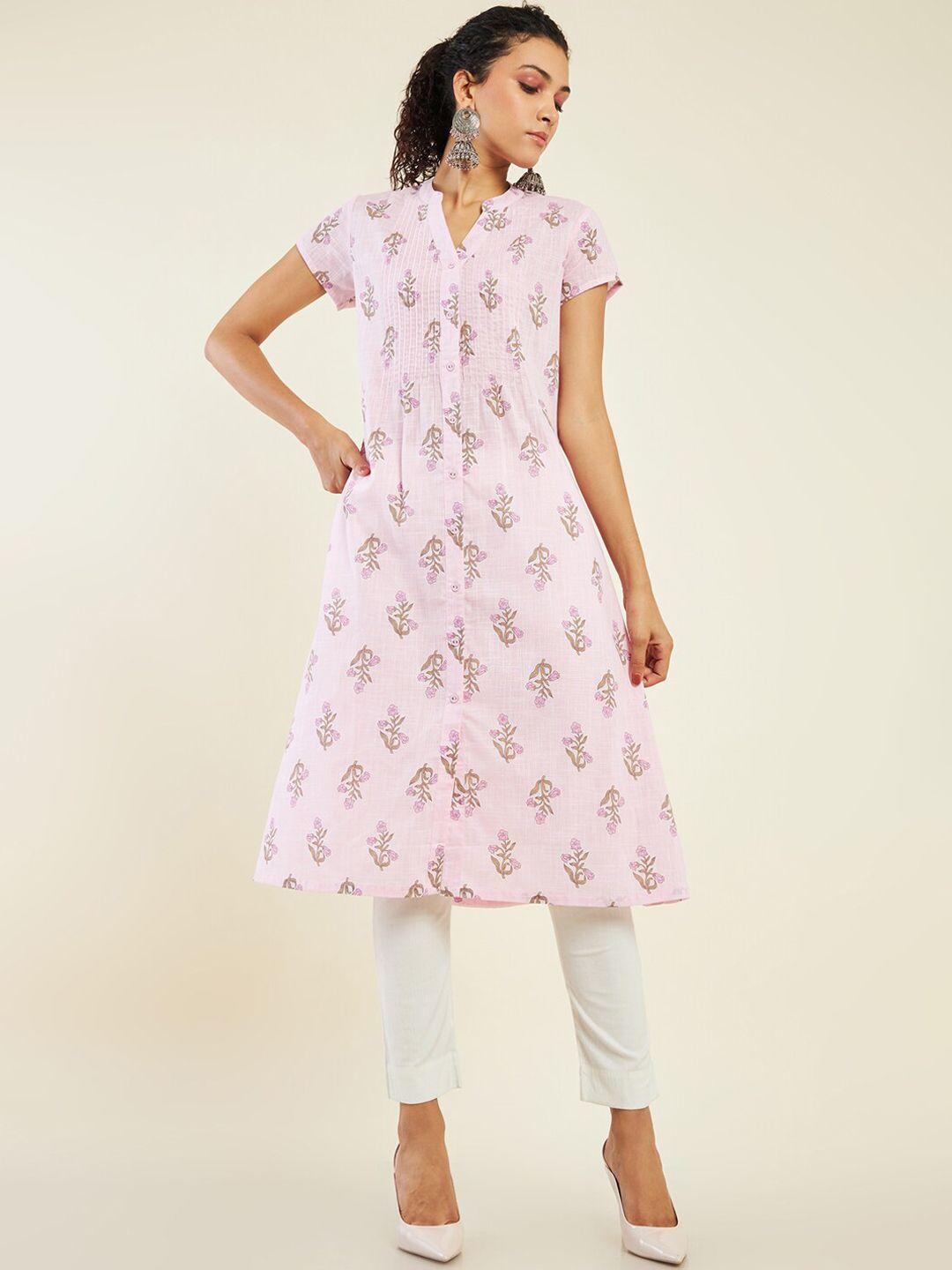 soch floral printed a-line cotton kurta