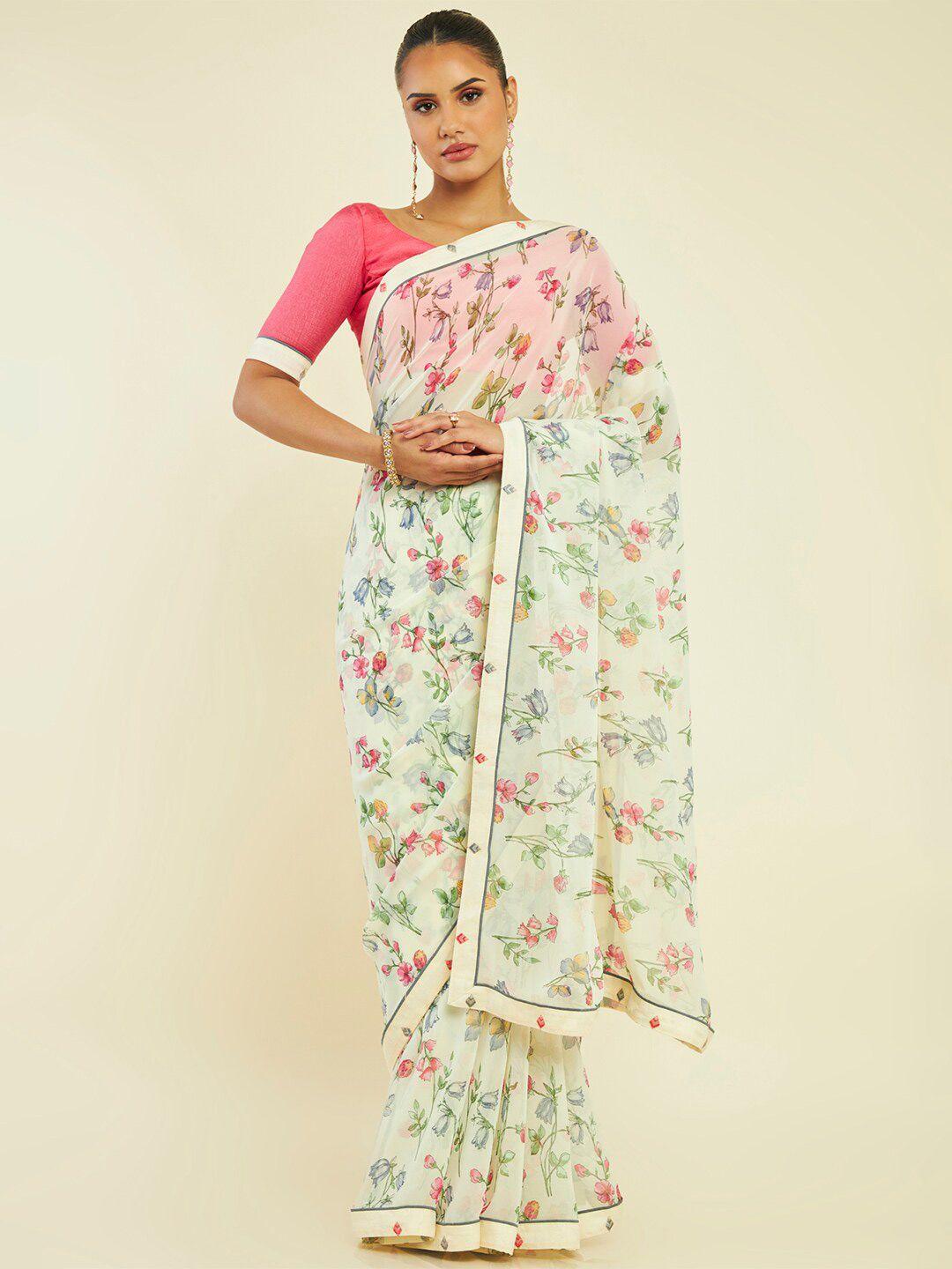 soch floral printed pure georgette saree