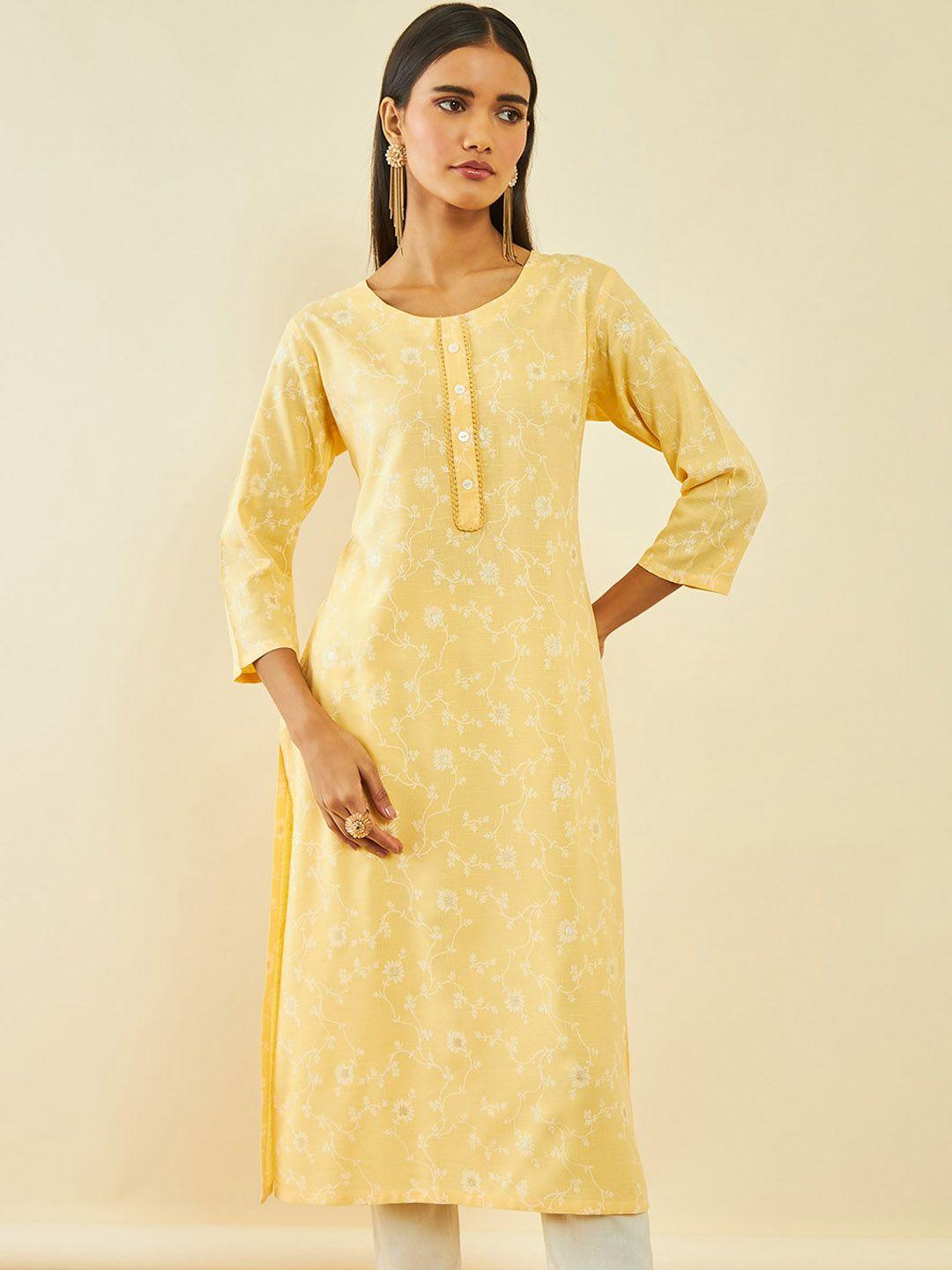 soch floral printed straight kurta