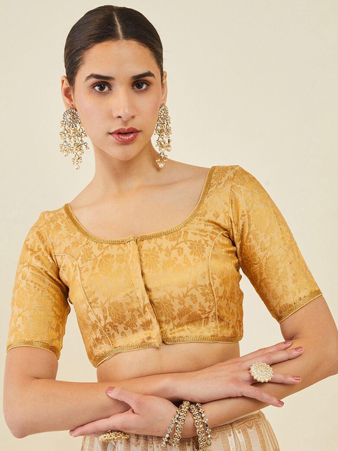 soch floral woven design art silk saree blouse
