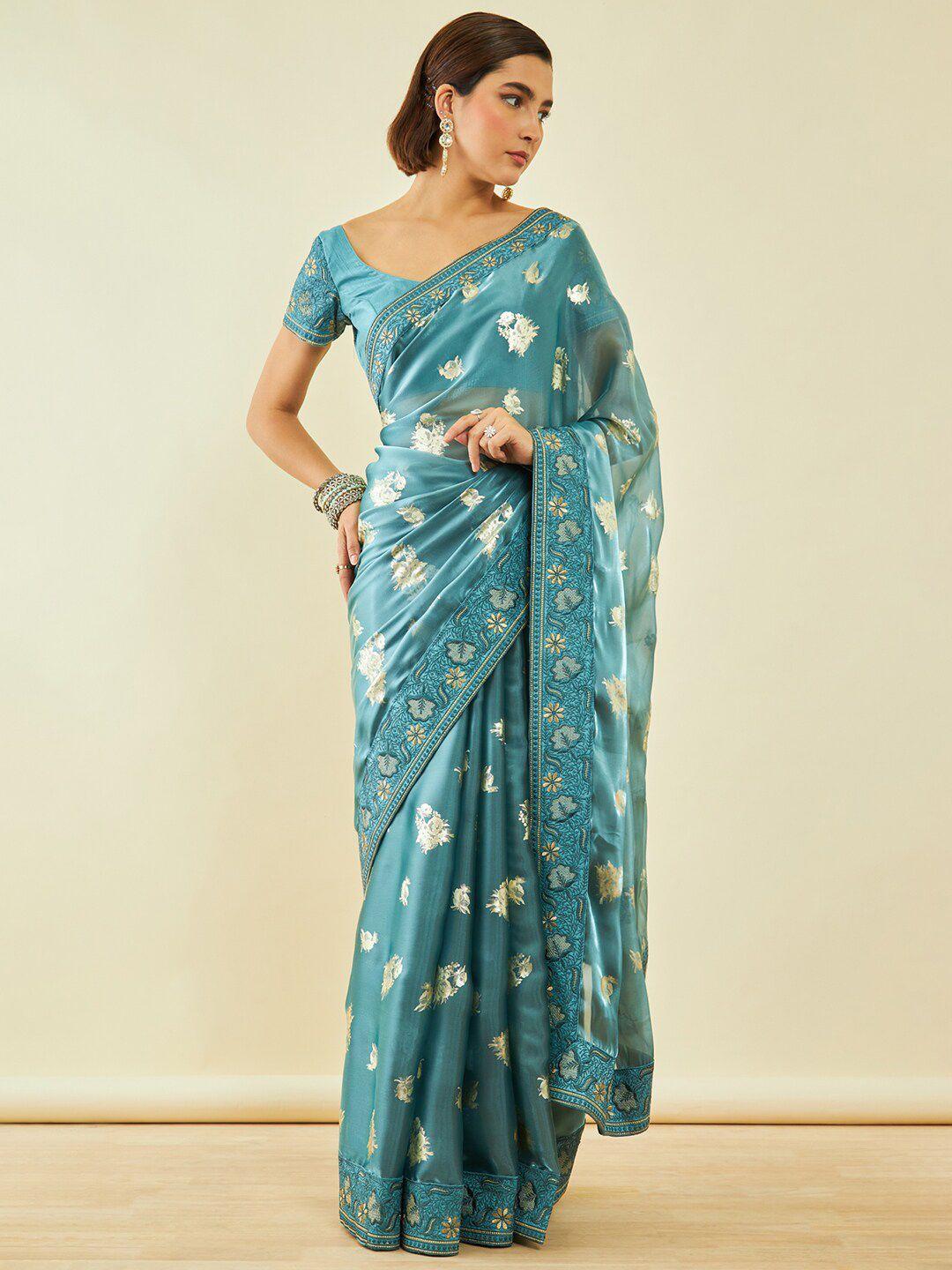 soch floral zari tissue saree