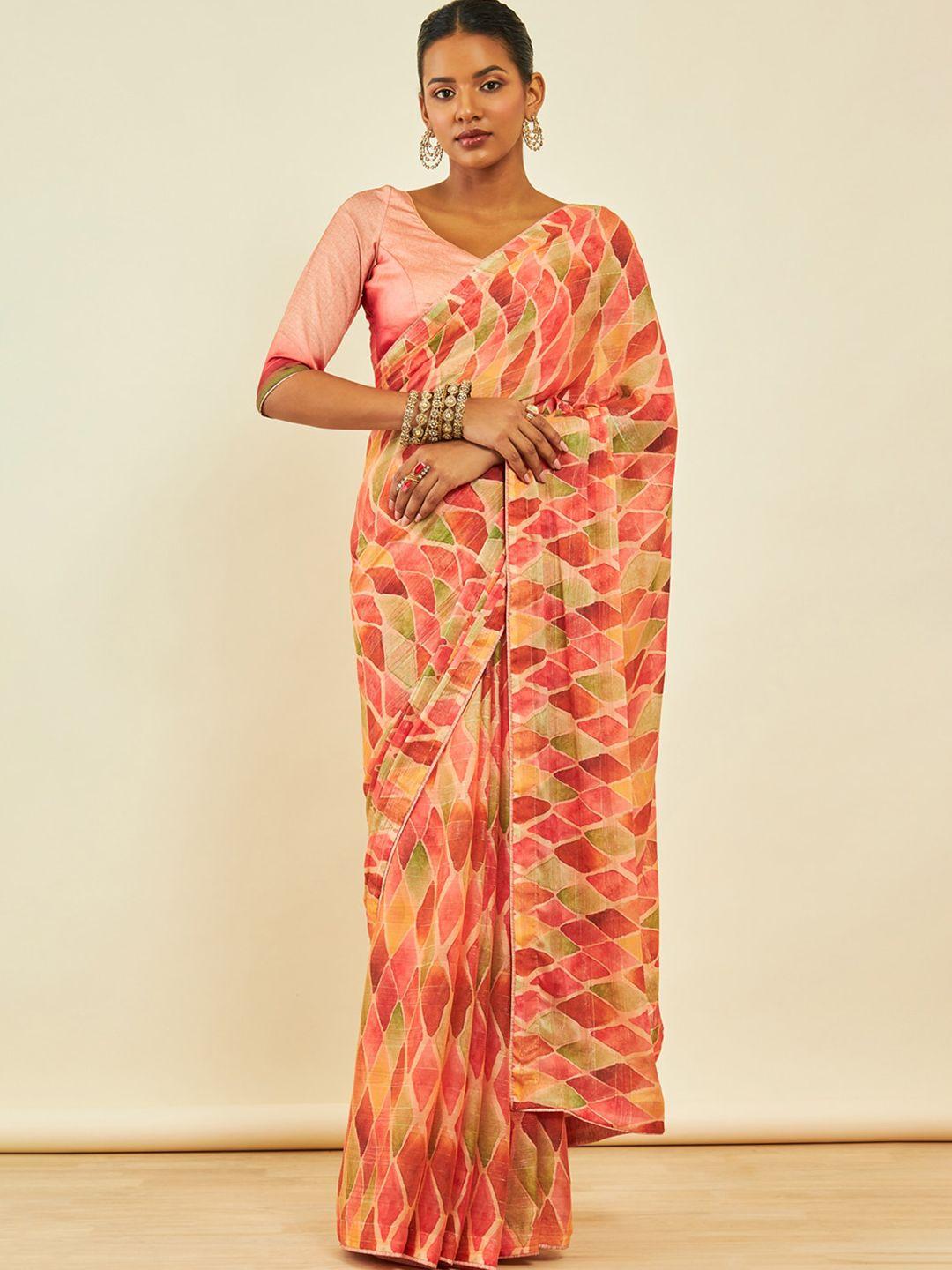 soch geometric printed saree