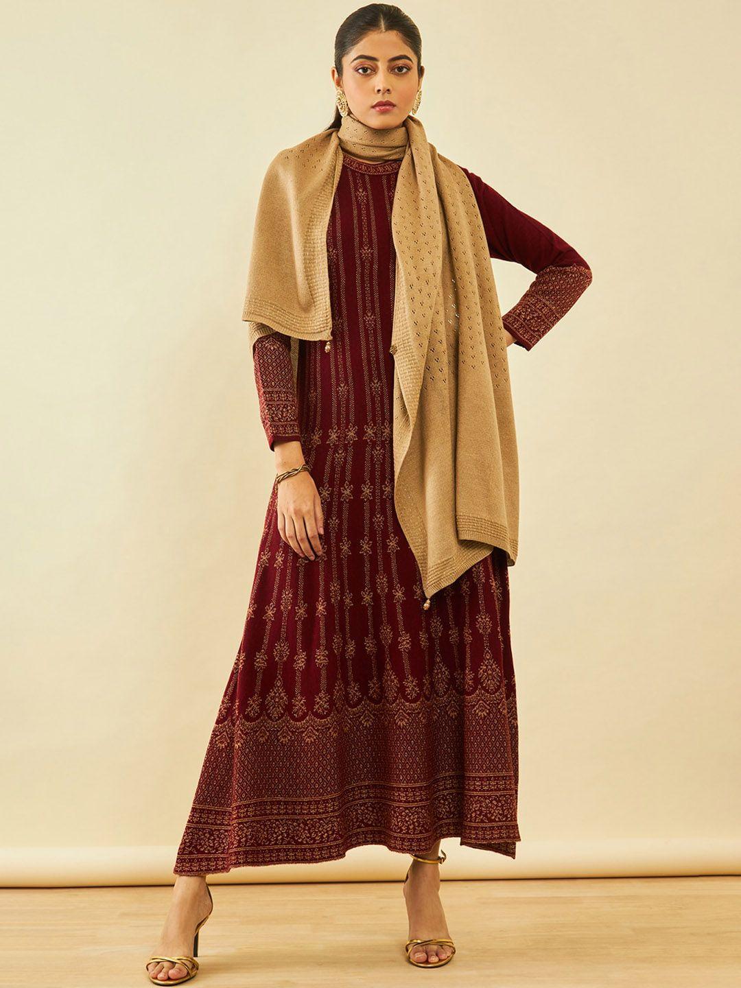 soch geometric woven design acrylic shawl