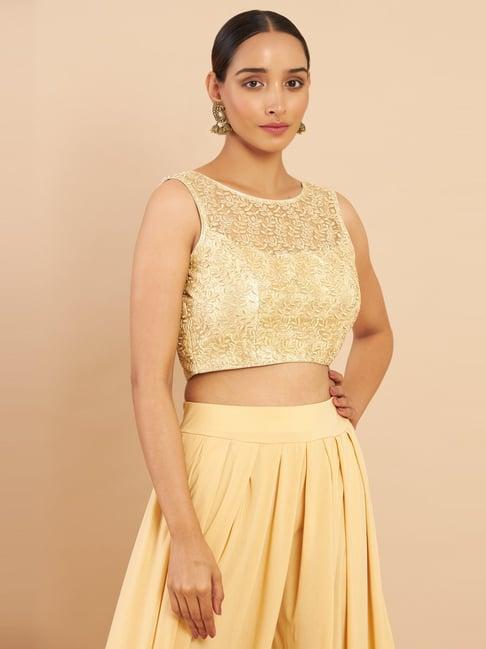 soch golden embroidered readymade blouse