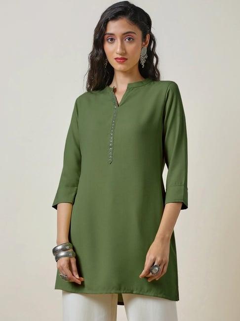 soch green plain tunic