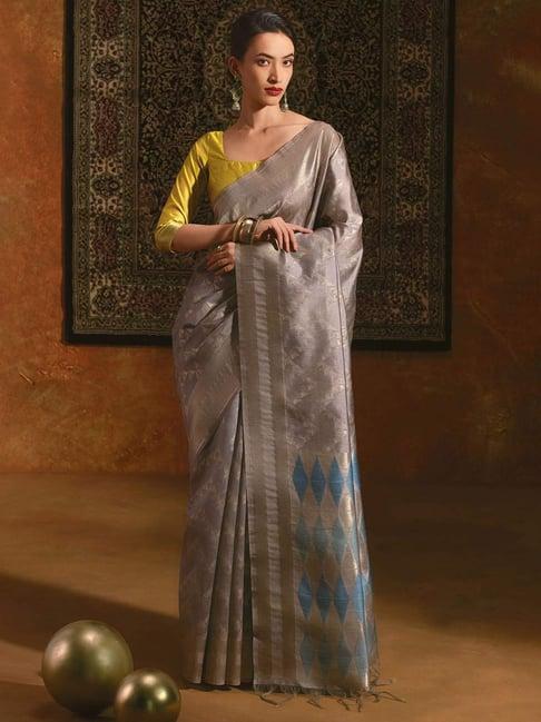 soch grey woven saree with unstitched blouse