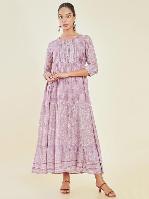 soch light purple printed maxi dress