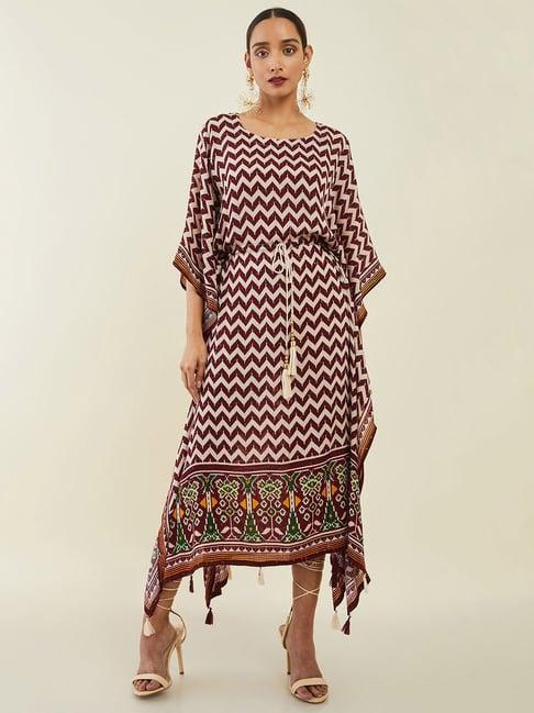 soch maroon printed high-low kaftan dress