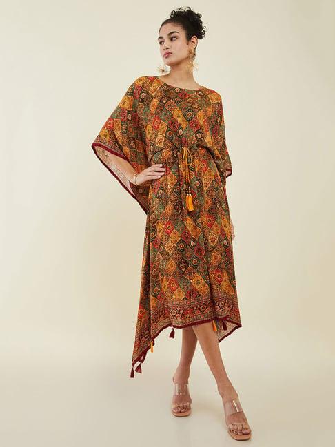 soch multicolor printed high-low kaftan dress