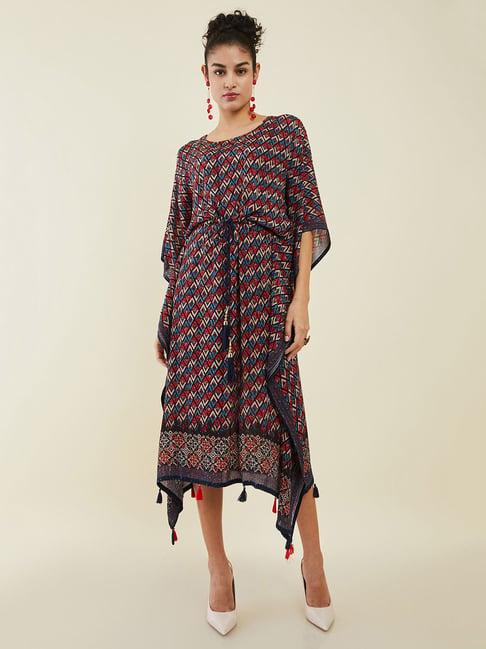 soch multicolor printed high-low kaftan dress