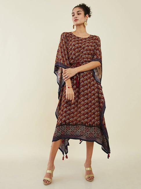 soch multicolor printed high-low kaftan dress