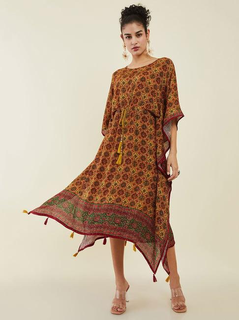 soch multicolor printed high-low kaftan dress