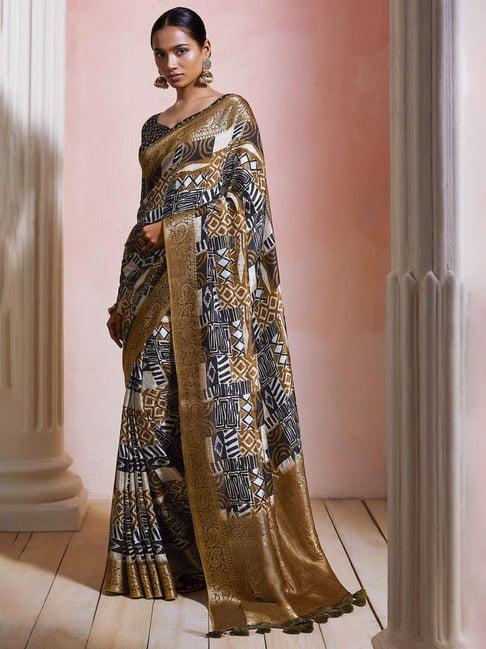 soch multicolored printed saree with unstitched blouse