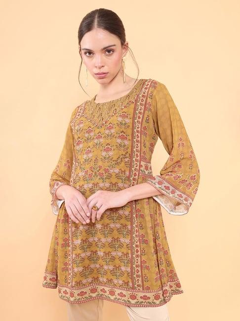 soch mustard printed tunic