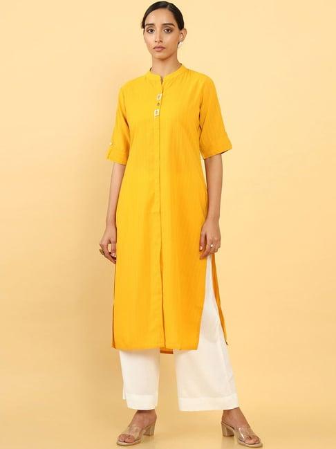 soch mustard straight kurta