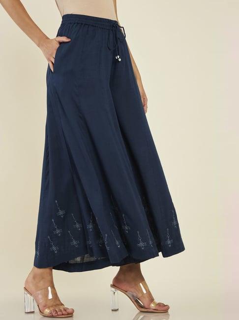 soch navy embroidered palazzos