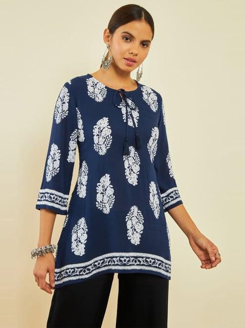 soch navy floral print tunic