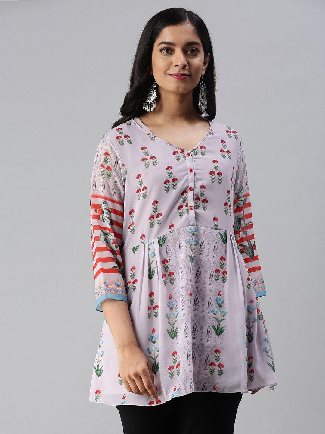 soch pink & grey printed tunic