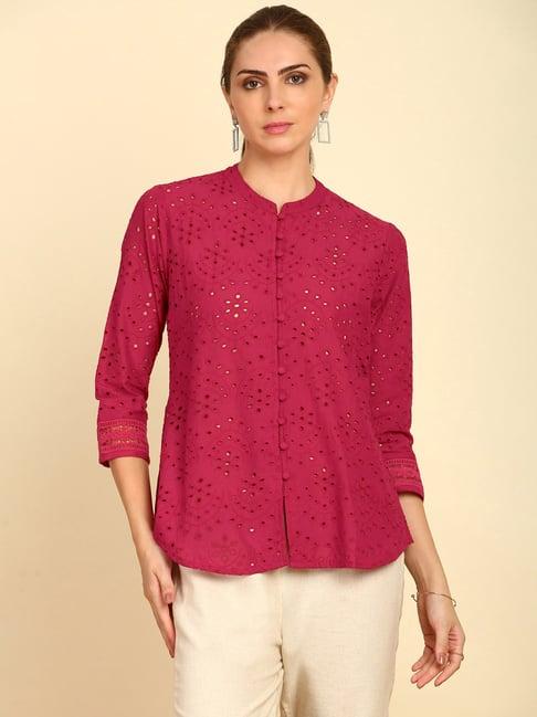 soch pink cotton embroidered tunic