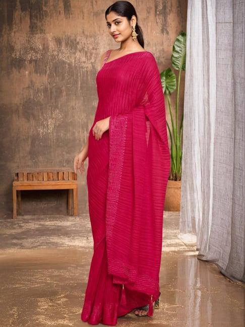 soch pink embellished saree with unstitched blouse