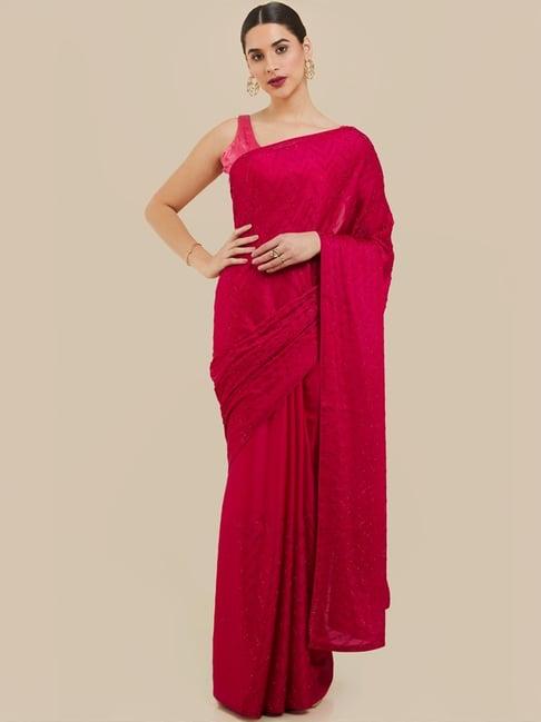 soch pink embellished saree with unstitched blouse