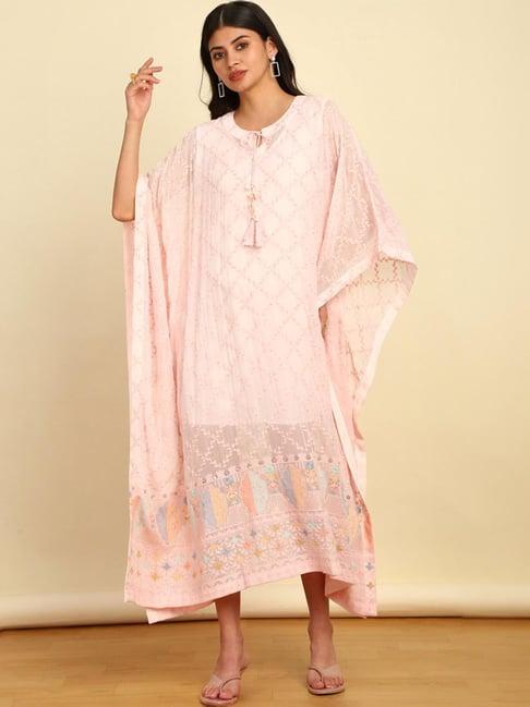 soch pink embroidered a line kaftan with inner