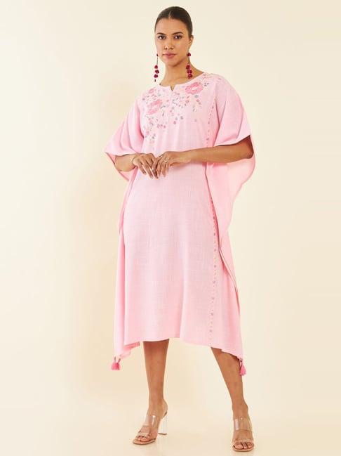 soch pink embroidered a-line kaftan