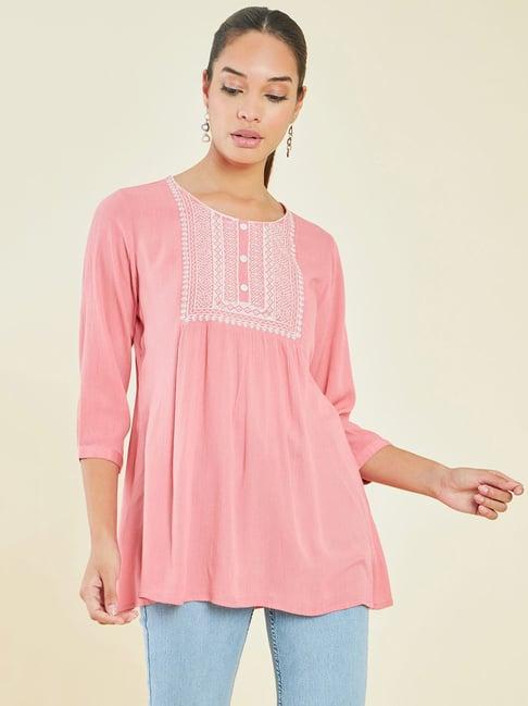 soch pink embroidered tunic