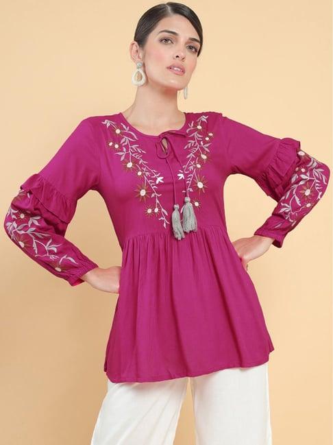 soch pink embroidered tunic