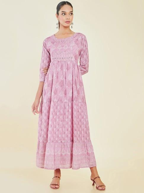 soch pink printed maxi dress