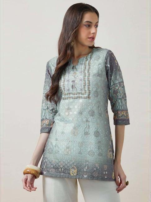 soch powder blue embroidered tunic