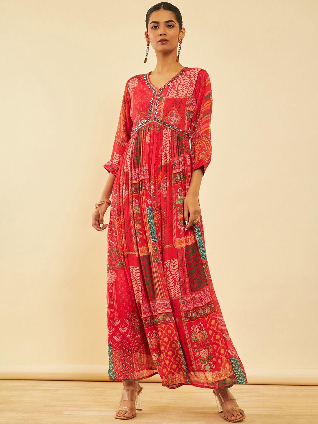 soch printed a-line ethnic dress