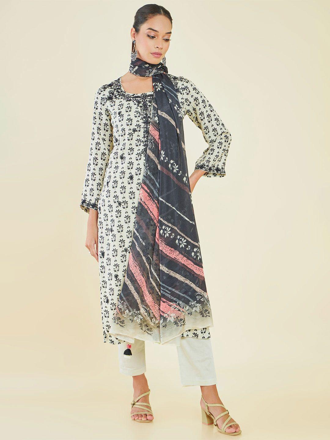 soch printed pure cotton unstitched dress material