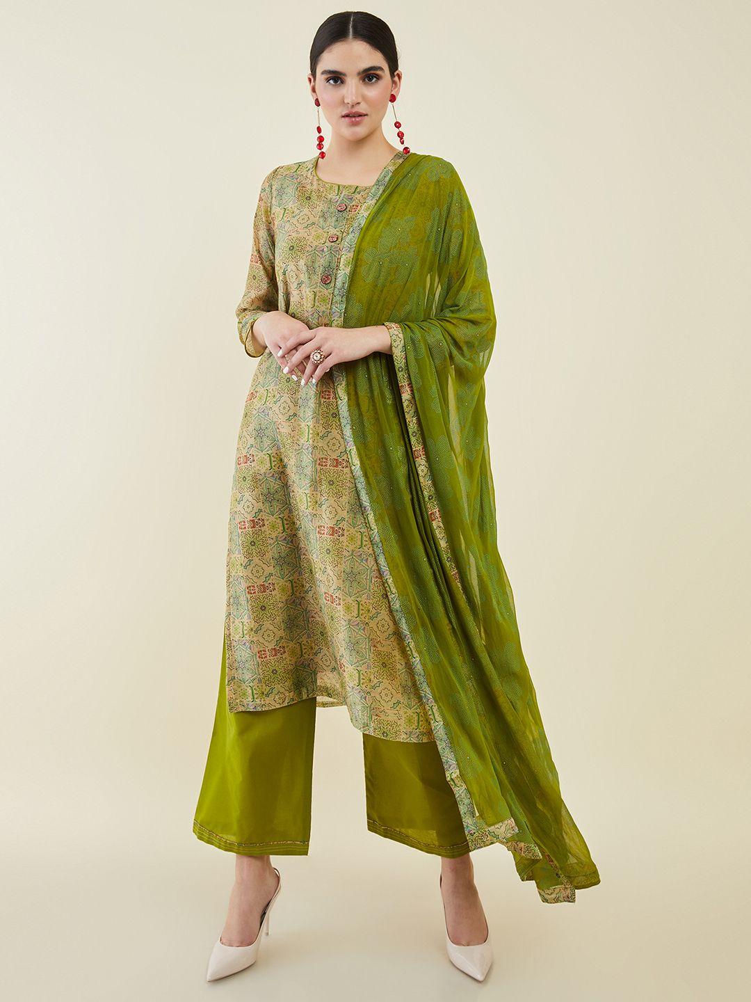 soch printed unstitched dress material