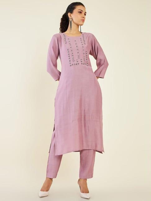 soch purple embellished kurta pant set