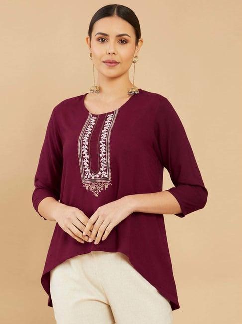 soch purple embroidered tunic