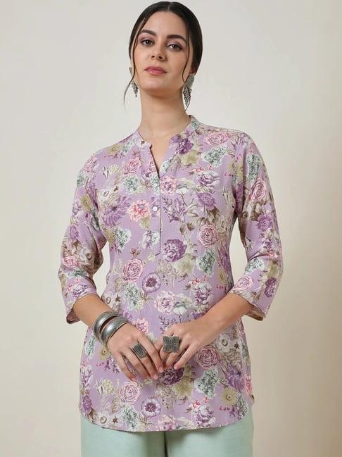 soch purple floral print tunic