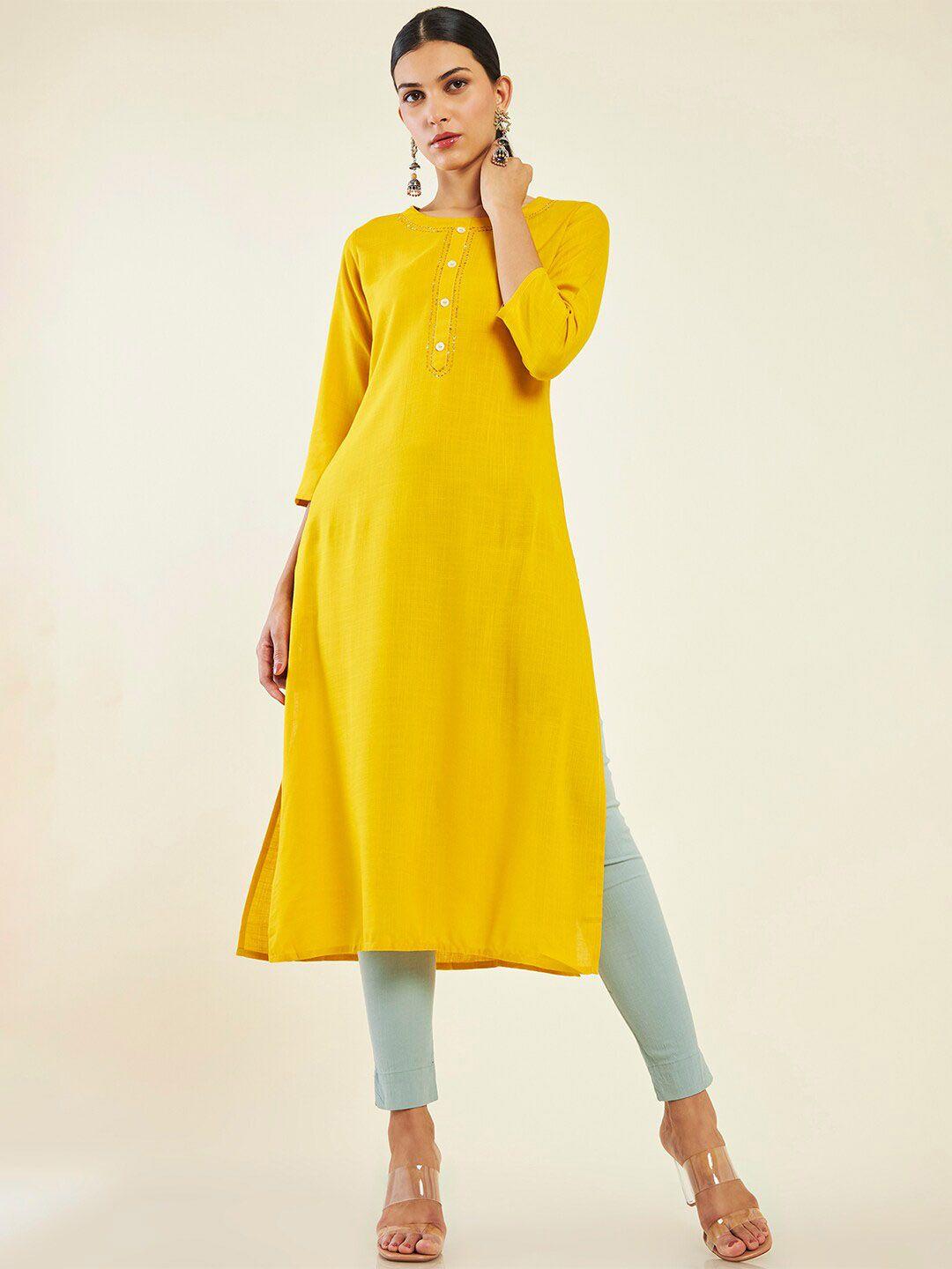 soch round neck sequins kurta