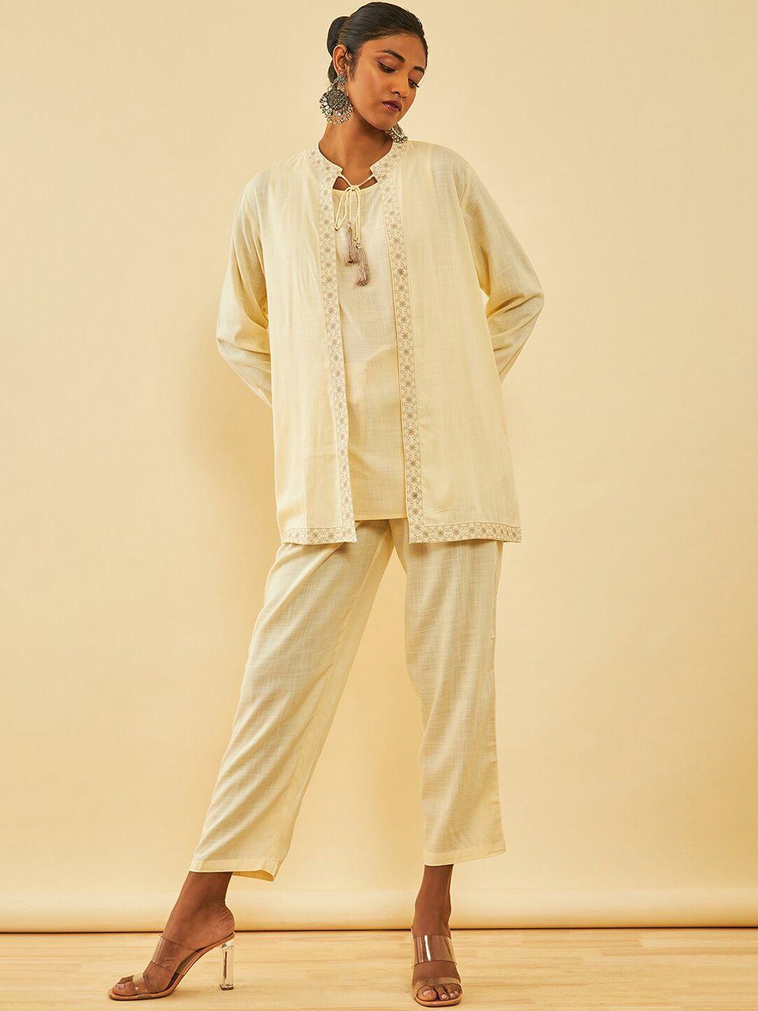 soch round neck top & trouser with shrug