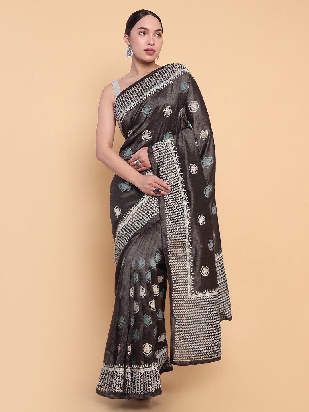 soch silk blend heavy work saree