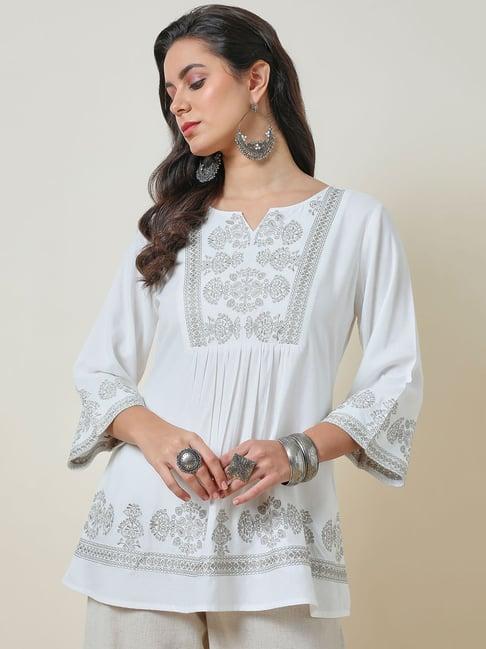 soch white embroidered tunic