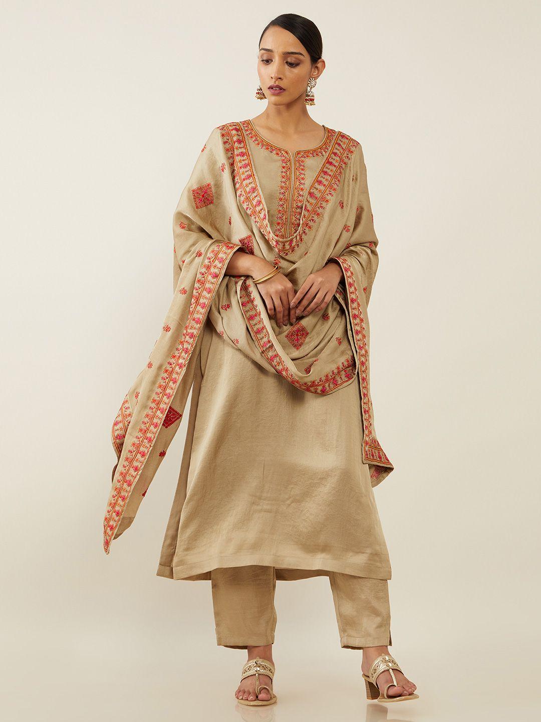 soch women floral thread work kurta set