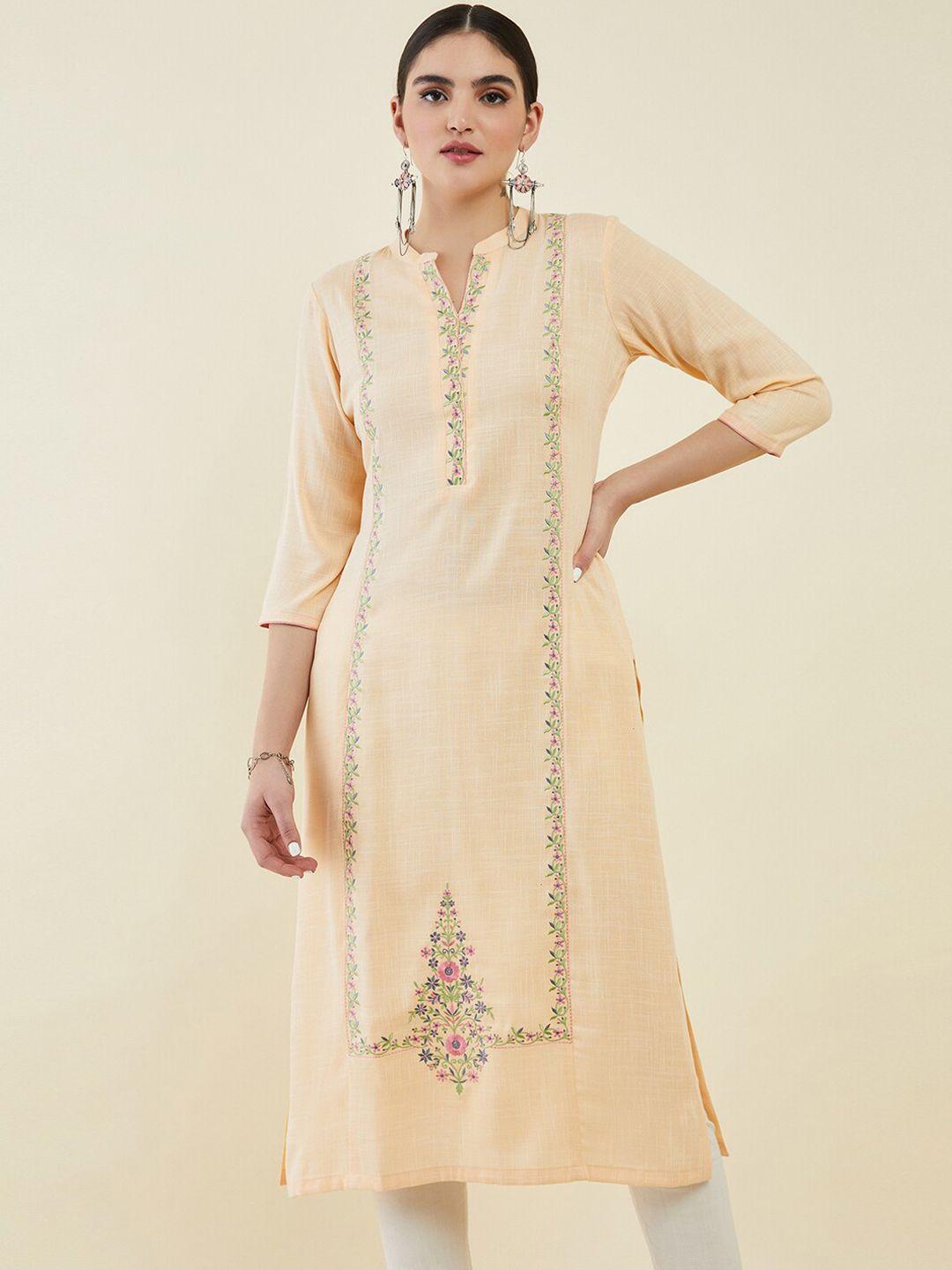 soch women geometric embroidered kurta