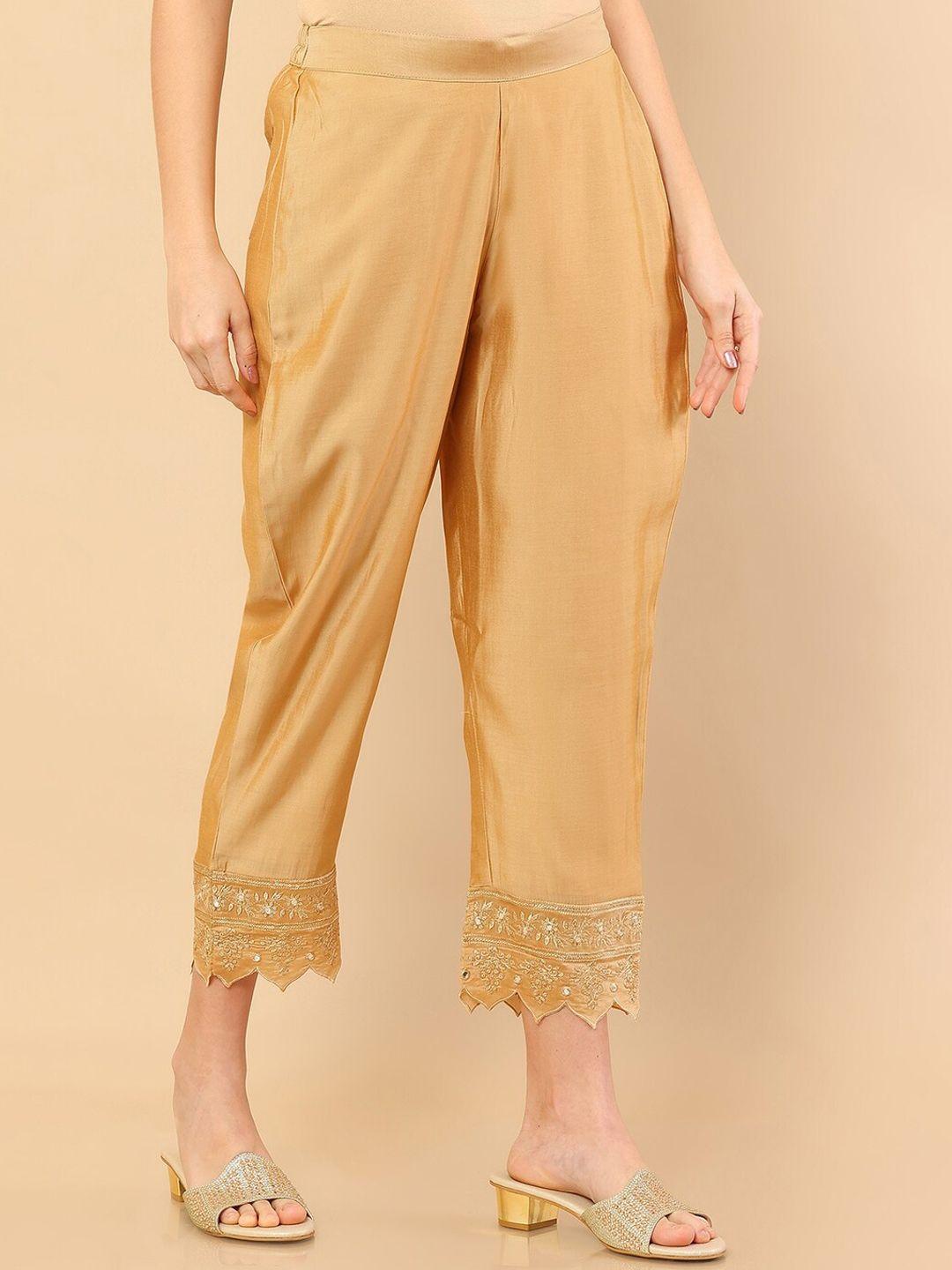 soch women gold-toned high-rise trousers