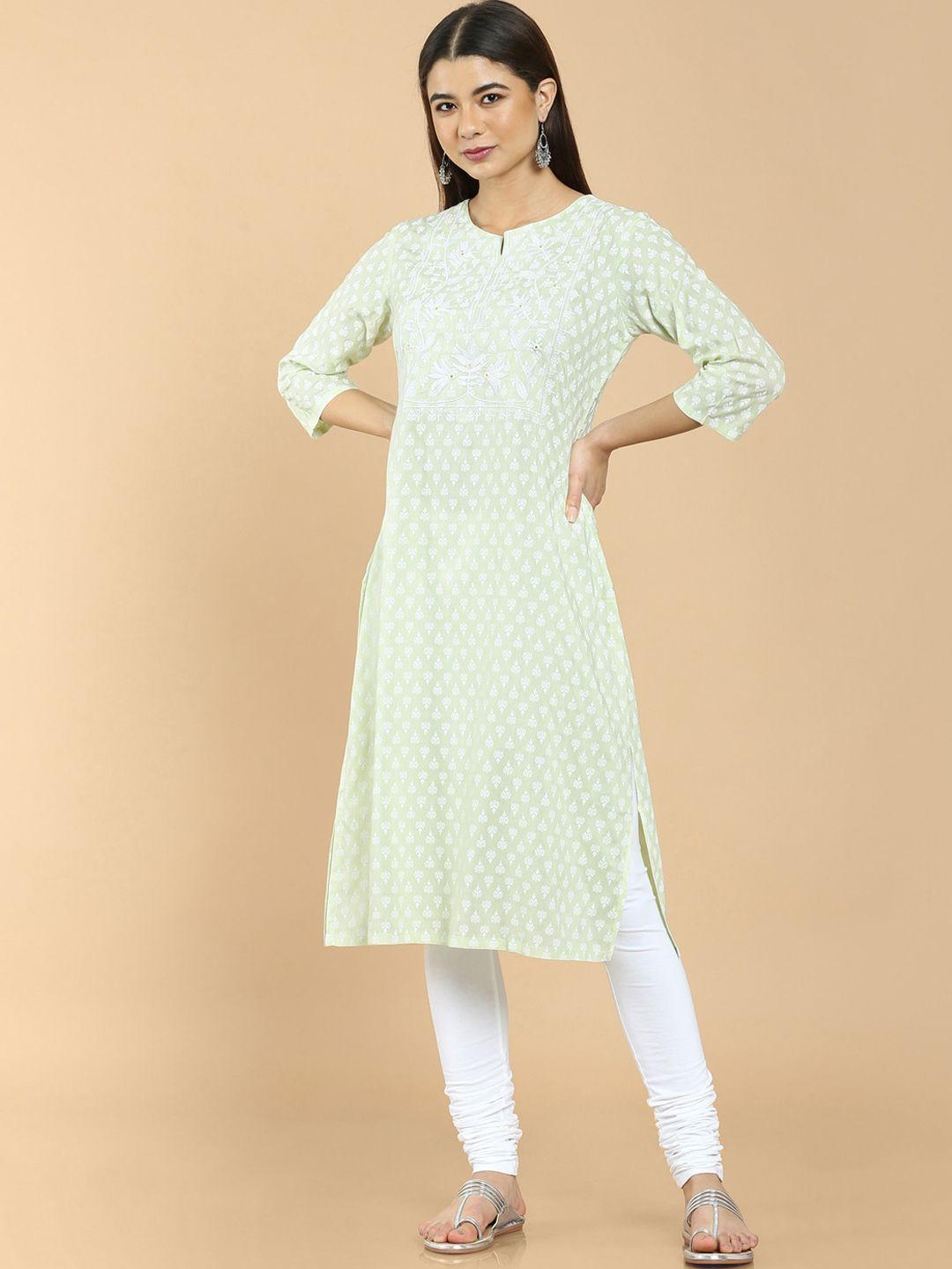 soch women green printed kurta