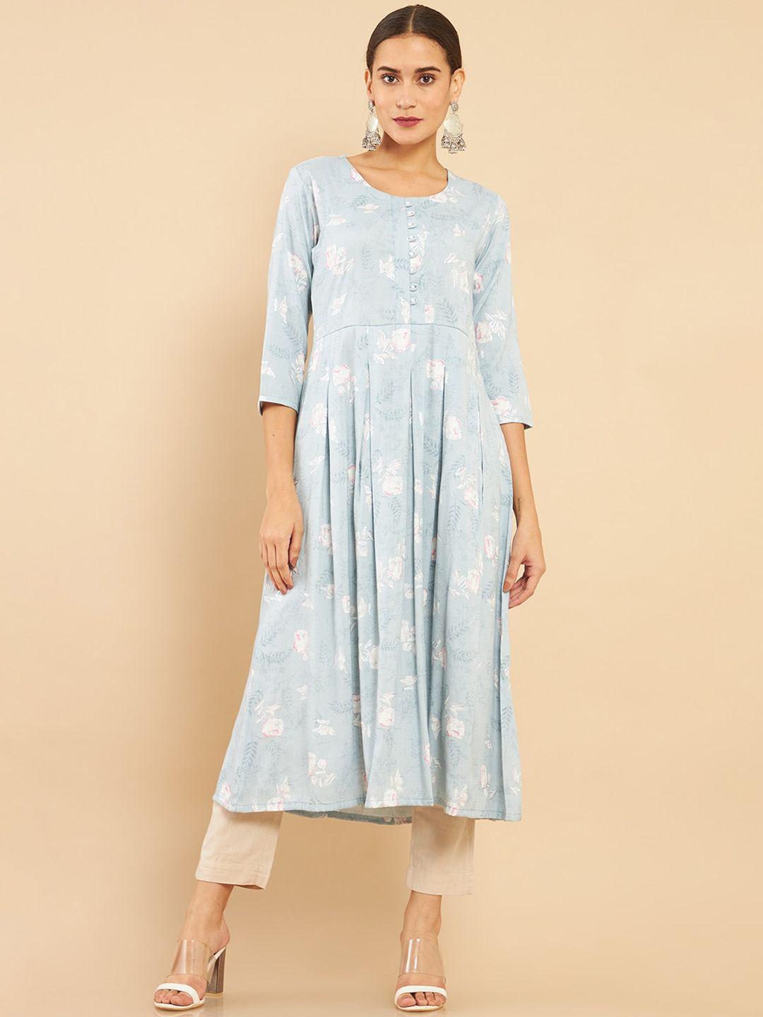 soch women grey printed rayon kurta