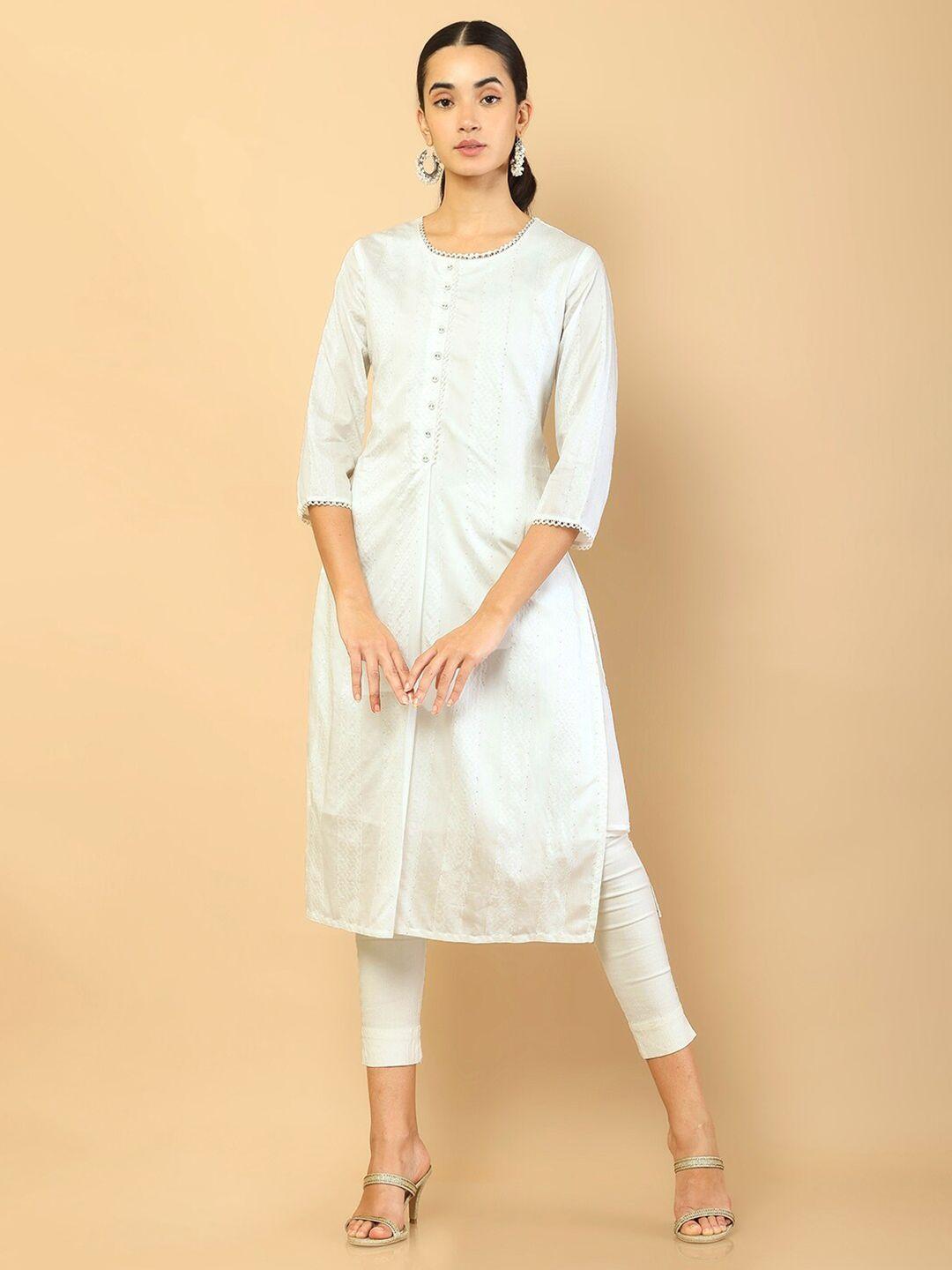 soch women off white chanderi silk kurta