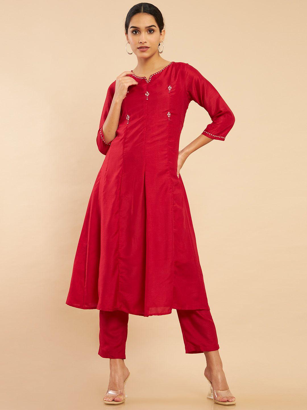 soch women panelled sequinned kurta with trousers